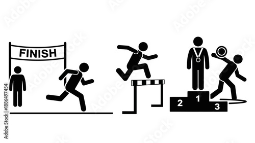 Athletes competing in various track and field events illustration.