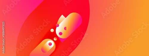 Abstract vibrant gradient background. Orange, red, pink hues blend smoothly. Bubbles add depth, visual interest. Modern design element.