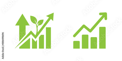 Green business graph with arrow