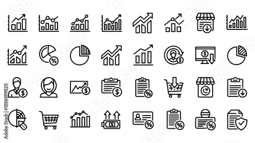 Collection of Business and Finance Icons Set.
