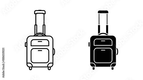 A minimalist vector graphic illustration of two suitcases in line art style
