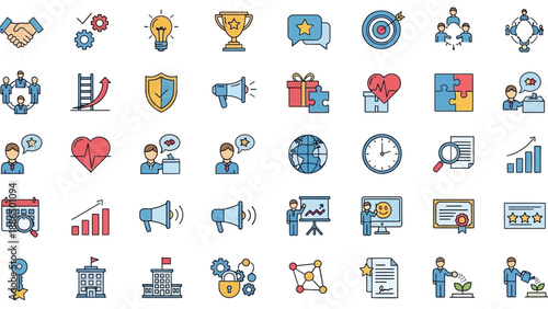 Collection of Business and Technology Icons.