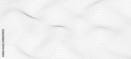 Abstract Wavy Line Background – Black Contour Flow on White