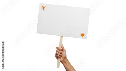 Tableau sur toile Hand holding blank sign PNG isolated on transparent background, protest banner w