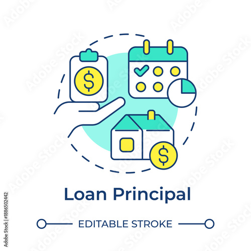 Wallpaper Mural Loan principal multi color concept icon. Financial management, real estate. Income statement. Round shape line illustration. Abstract idea. Graphic design. Easy to use in presentation, booklet Torontodigital.ca