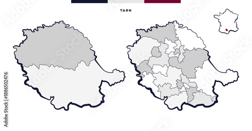 Département et cantons du Tarn - Occitanie (France)	