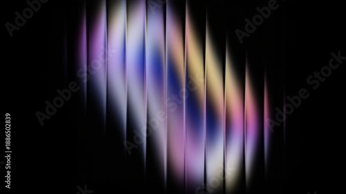Colorful iridescent vertical stripes with a smooth gradient on a dark black background motion, 4k, video