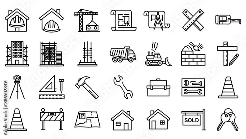Collection of Construction Icons and Symbols.