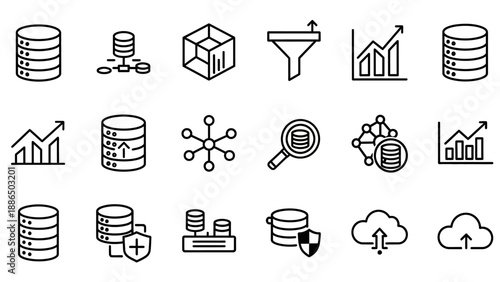 Collection of Database and Data Icons.