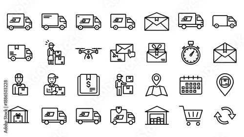 Collection of Delivery and Shipping Icons.