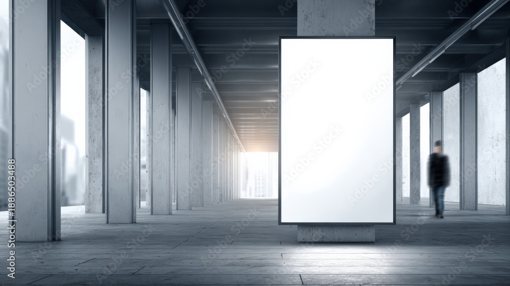 Obraz premium Blank Billboard Mockup in Modern Urban Setting, Ready for Advertising Campaign, Marketing Design