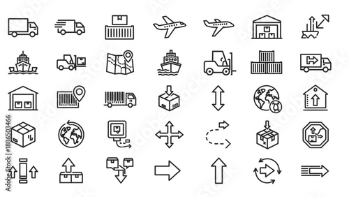 Collection of Logistics and Transportation Icons.