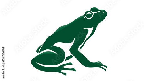 Stylized Dark Green Frog Vector Illustration. Simple Amphibian Graphic Design for Nature, Wildlife, and Ecosystem Concepts on White Background.
