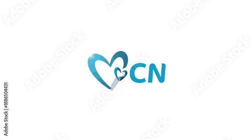 Blue graphic design with two stylized hearts and the letters 'CN', representing love, connection, and community