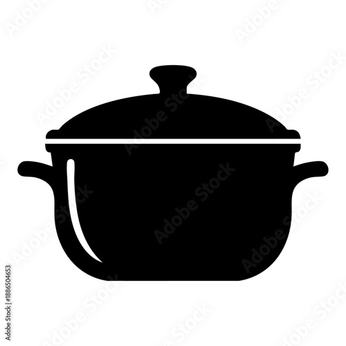 Black Cooking Pot Icon Silhouette Isolated For Culinary Kitchenware And Catering Logo