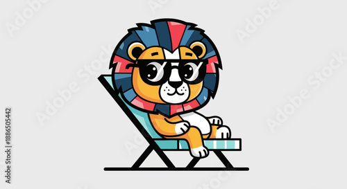 Cartoon lion relaxing in a chair