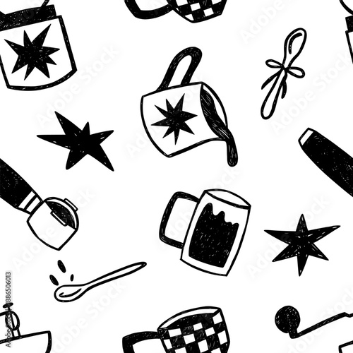 Coffee sketch seamless pattern