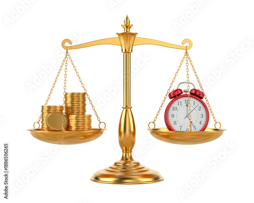 Red alarm clock and money o...