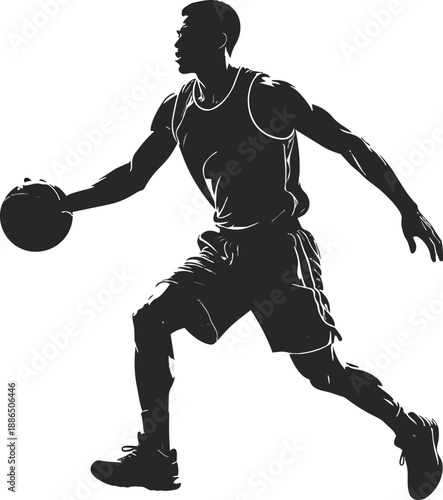 Black and White Basketball Player Silhouette
