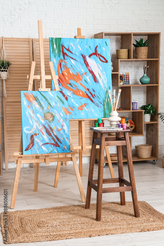 Interior of artist's worksh...