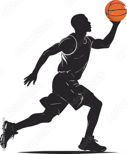 Black and White Basketball Player Silhouette
