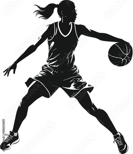 Black and White Basketball Player Silhouette