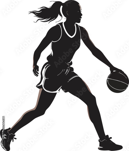 Black and White Basketball Player Silhouette