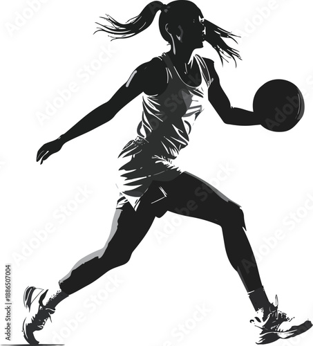 Black and White Basketball Player Silhouette