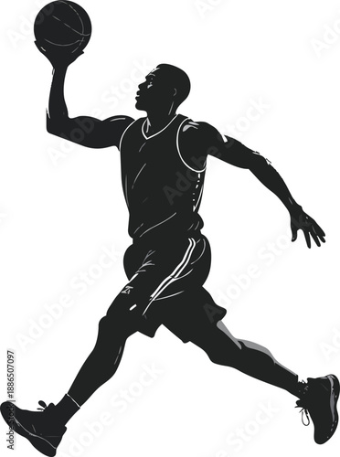 Black and White Basketball Player Silhouette