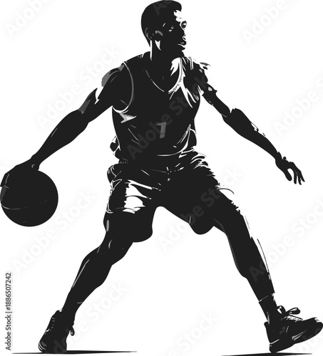 Black and White Basketball Player Silhouette