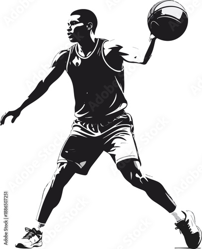 Black and White Basketball Player Silhouette