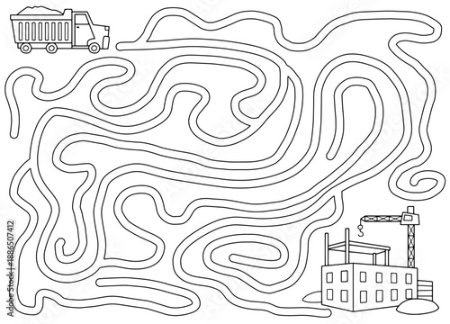 Construction maze graphic black white sketch illustration vector