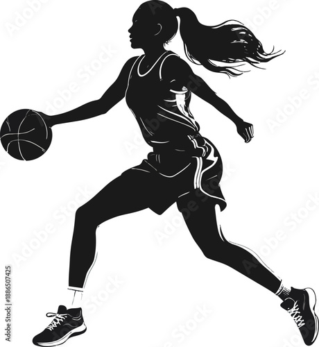 Black and White Basketball Player Silhouette