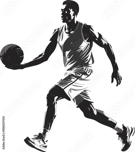 Black and White Basketball Player Silhouette