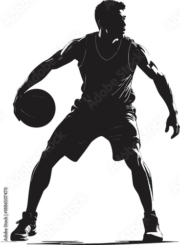 Black and White Basketball Player Silhouette