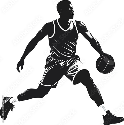 Black and White Basketball Player Silhouette