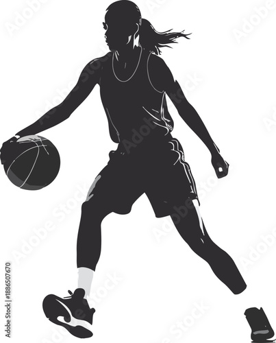 Black and White Basketball Player Silhouette