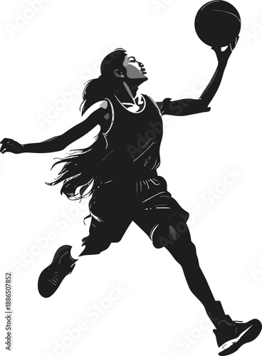 Black and White Basketball Player Silhouette