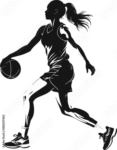 Black and White Basketball Player Silhouette