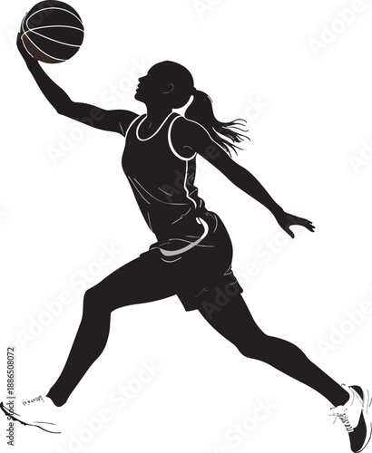 Black and White Basketball Player Silhouette
