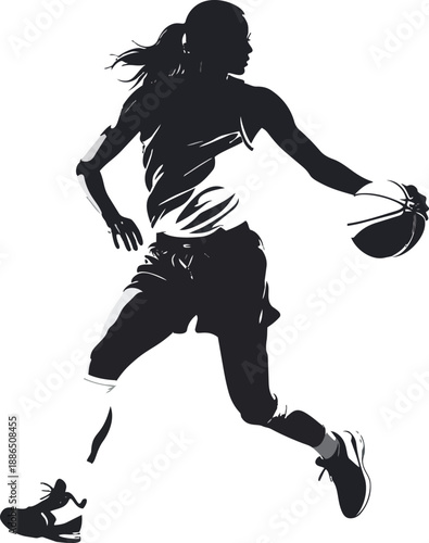 Black and White Basketball Player Silhouette