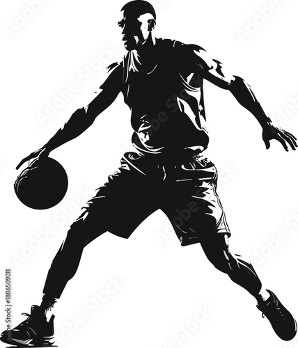 Black and White Basketball Player Silhouette