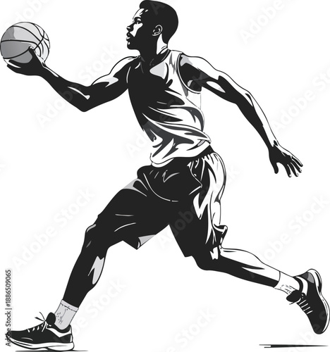 Black and White Basketball Player Silhouette