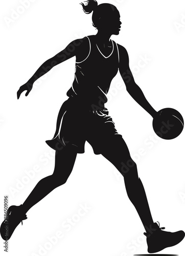Black and White Basketball Player Silhouette