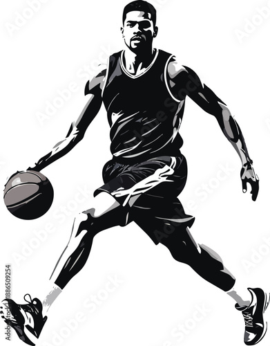 Black and White Basketball Player Silhouette