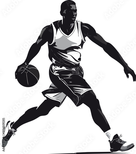 Black and White Basketball Player Silhouette