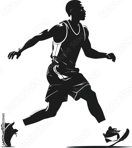 Black and White Basketball Player Silhouette