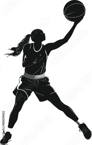 Black and White Basketball Player Silhouette