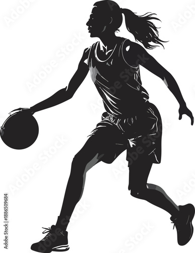 Black and White Basketball Player Silhouette