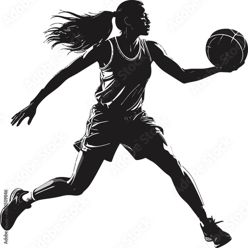 Black and White Basketball Player Silhouette